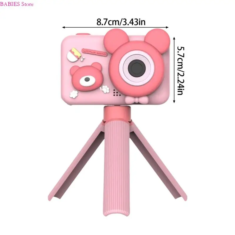 C9GBキッズおもちゃカメラピンクベアスタイルダブルハイデフネーションカメラ調整可能な角度スタンド使いやすいクリエイティブフォトモード