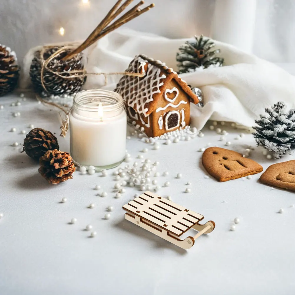 

15Pcs Mini Christmas Sleigh Wooden Sled Ornament Rustic Craft DIY Tabletop Holiday Hanging Decoration Crafts Sled Ornaments