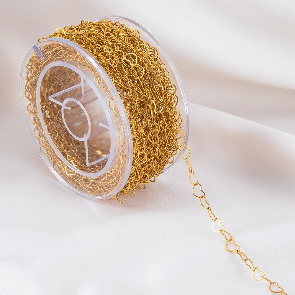 1 متر الفولاذ المقاوم للصدأ هندسية الجوف شقة الحب سلسلة DIY بها بنفسك زوجين هدية قلادة سوار صنع المجوهرات الملحقات #4