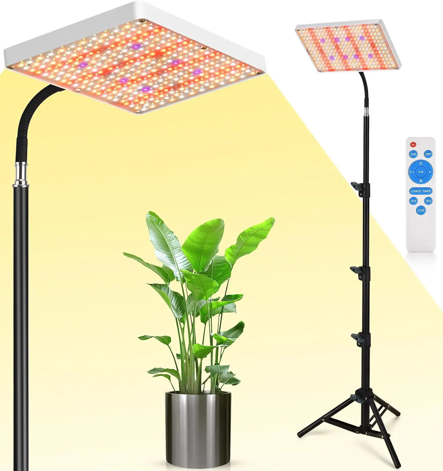 LED Grow Lights with Stand Full Spectrum Dimmable Plant Light with Remote Control for Greenhouse and Indoor Plant Veg Growing