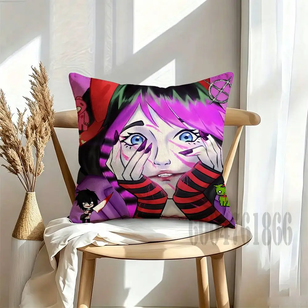 Nina the Killer Creepypasta Anime Celebrity Merchandise All-Match Printed Pillow Case Sofa Car Office Room Decoration Protector