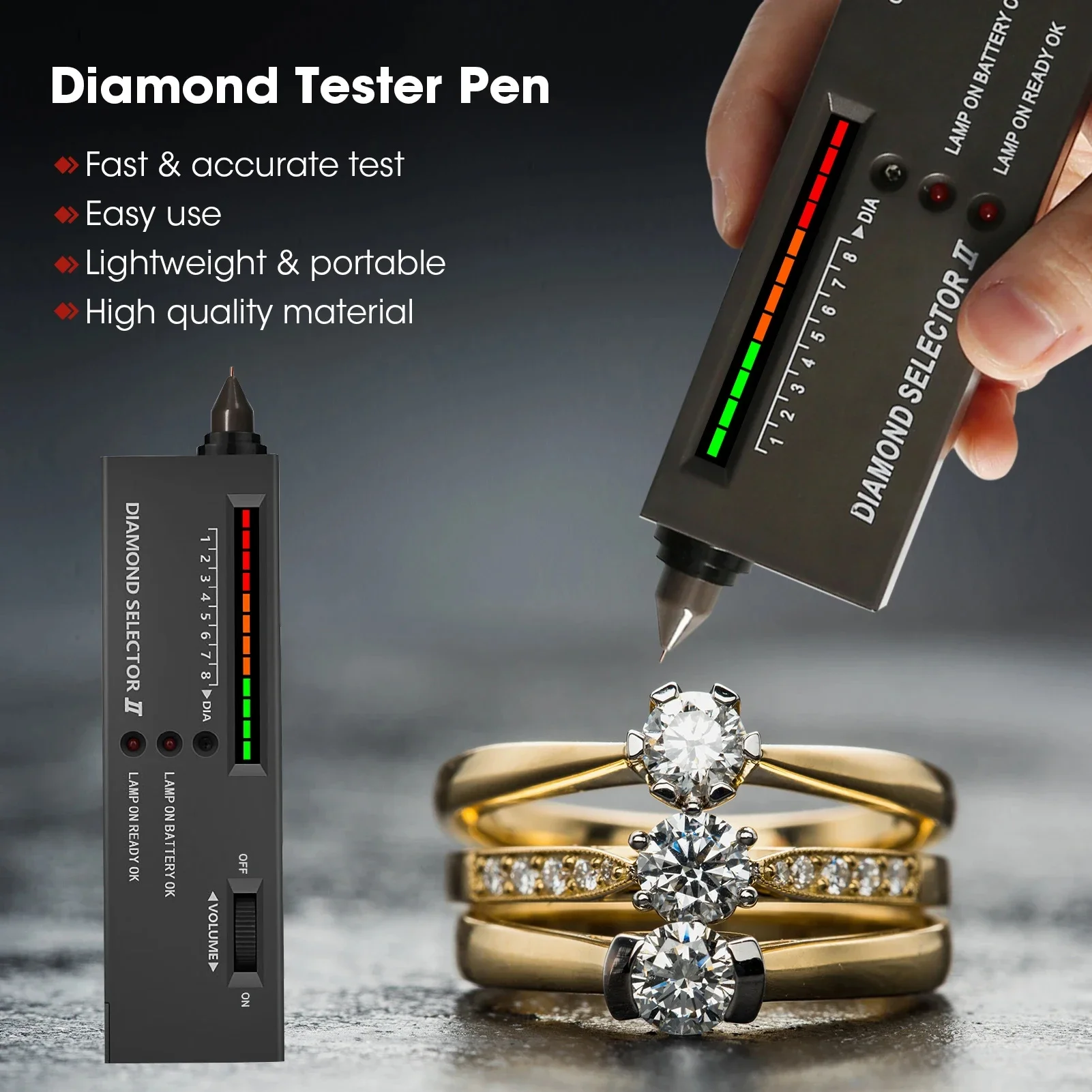 Professional Diamond Tester Pen High Accuracy Gemstone Jewelry Detector with Case for Beginner and Expert Tools