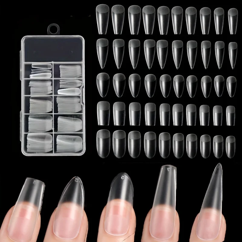 Manicure Nails 100 Pieces Fake Nail Patch Frosted No-Engraving Ultra-Thin Traceless Nail Patch