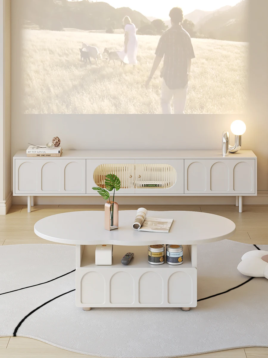 French Cream Style Tea Table Living Room Household Simple Modern Small Unit Creative Cloud Tea Table 2023 New