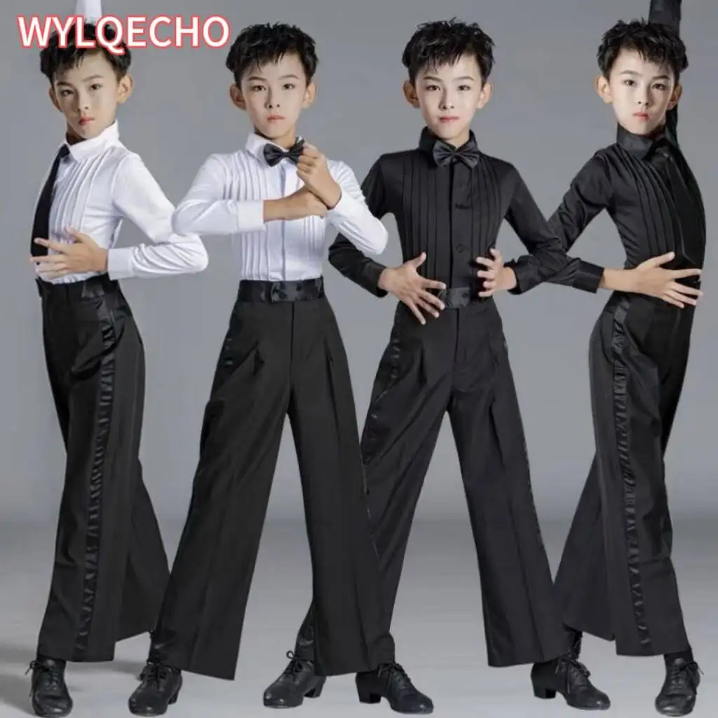 Ragazzi bambini vestito da ballo latino ragazzi pratica vestiti estate concorrenza latina Performance costumi camicia pantaloni vestito