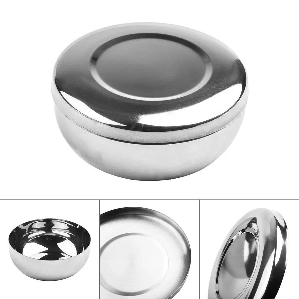 Cuenco de arroz coreano de acero inoxidable, cuenco cálido coreano con tapa para agitar ensalada, cargando condimentos, vajilla de cocina para el hogar