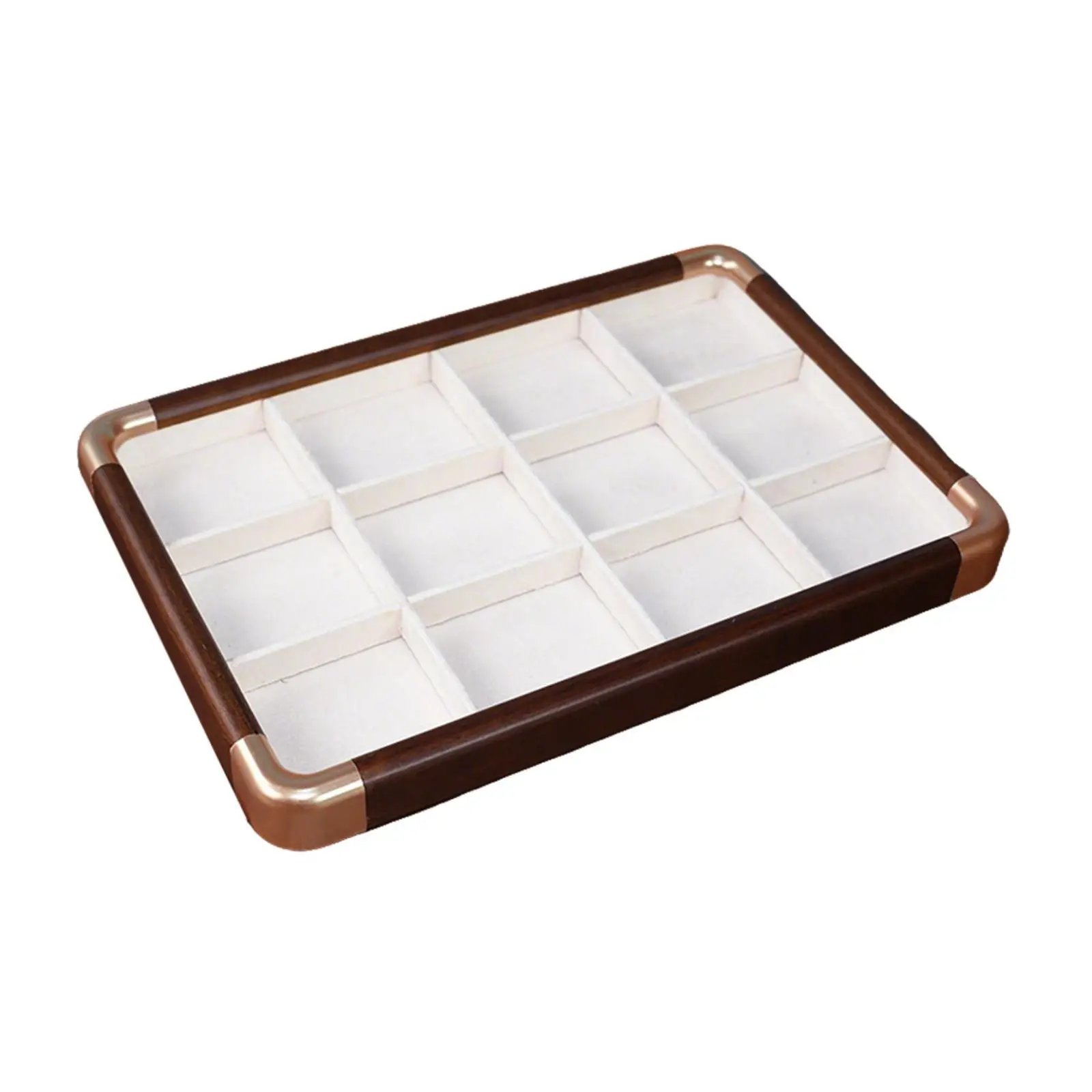 

Jewelry Tray Bracelet Display Organizer 12 Grid Decorative Wooden Velvet Stackable Trinket Showcase Watch Case for Dresser
