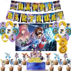 New Saint Seiya Birthday Party Decoration Latex Balloon Backdrop Banner Cake Topper Baby Shower