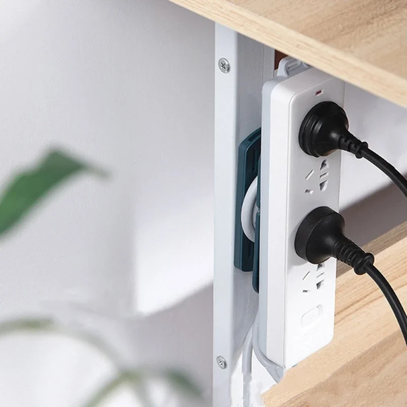 1 Sticker Wall-Mounted Socket Retainer Punch-Free Plug Fixer Self-Adhesive Fixer Cable Wire Organizer Seamless Power Strip H 1