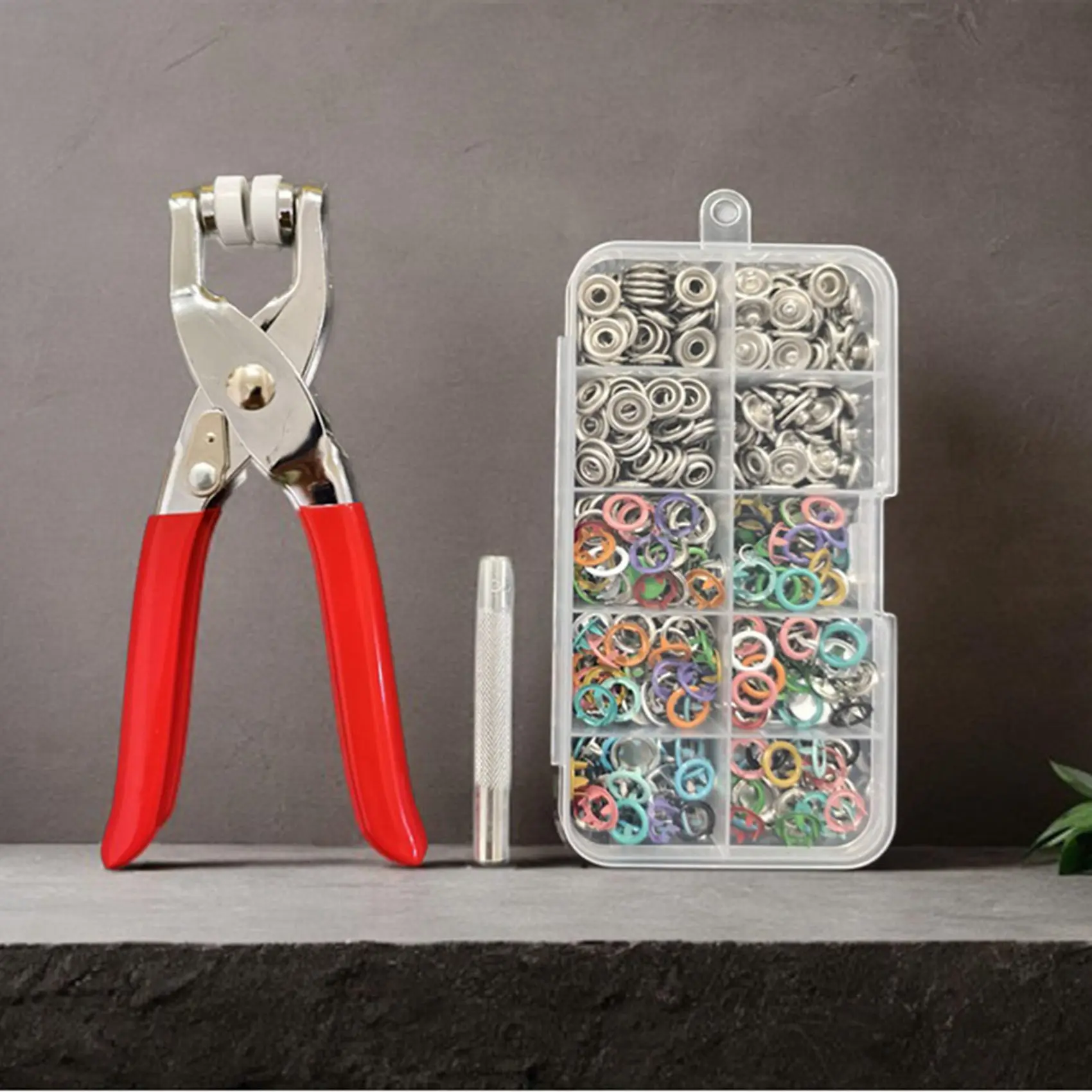 【LAST CHANCE】2X Grommet Pliers Kit Punch Kit The Snap Fastener Kit Grommet Tool Kit