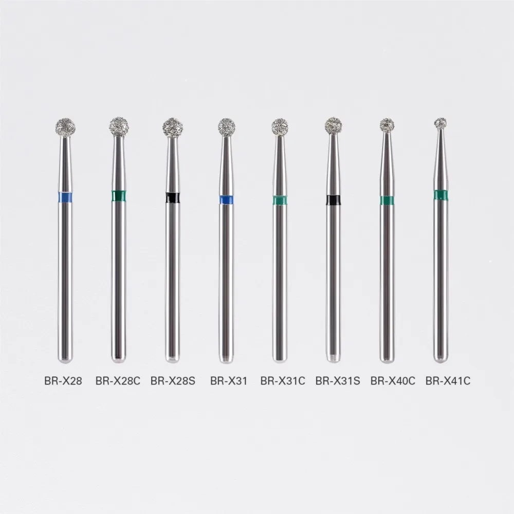 10pcs/Pack AZDENT Dental Diamond Burs Drill Ball Round Type 25mm FG 1.6mm For High Speed Handpiece 450000r/Min