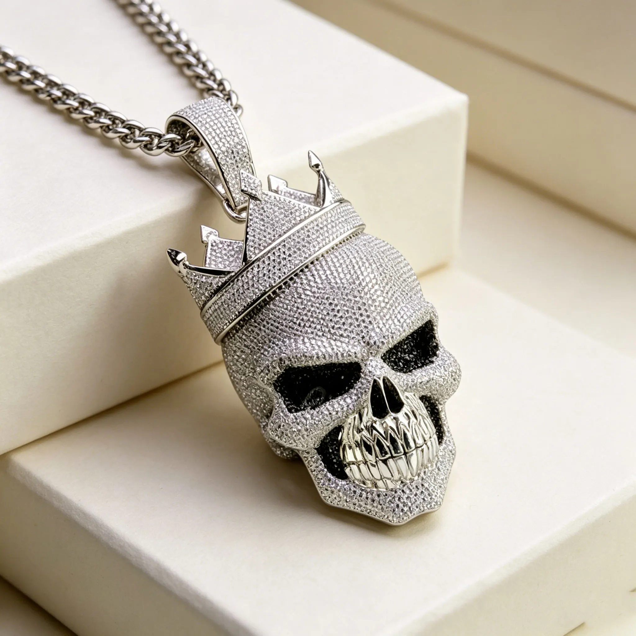 LYEE CYEE's Luxurious 3D Skull Crown Hip-Hop Pendant Can Be Paired with Exquisite Jewelry from Cuban Chain Rappers to Decorate Both Men's and Women's Holiday Gifts, Anniversary Gifts, and Birthday Gifts with Unique Jewelry
