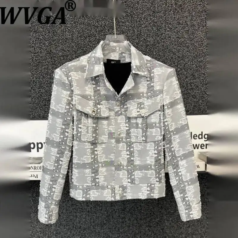 

WVGA High-end Frayed Edge Plaid Short Jackets For Men's Spring Autumn Niche Chic Casual Wide-leg Pants Two-piece Sets Ins W23144