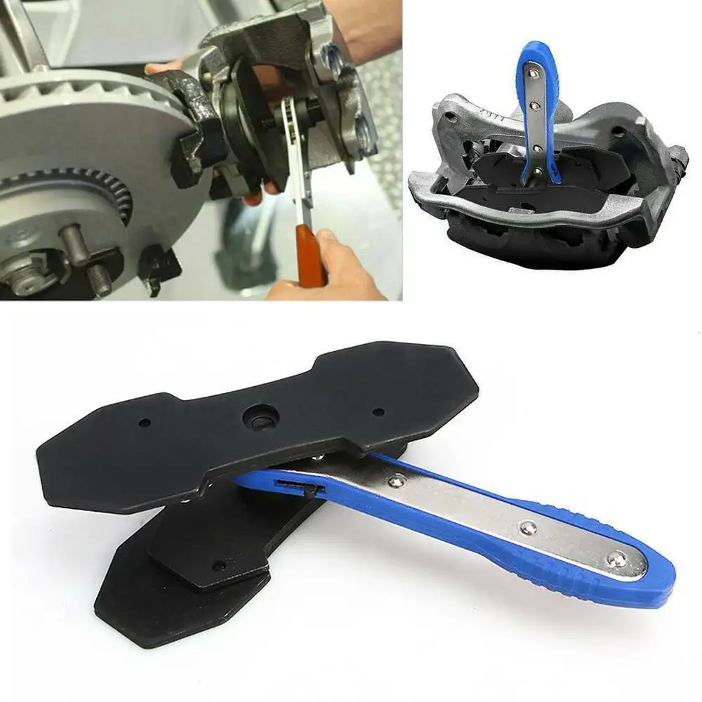 Car Ratcheting Brake Caliper Piston Spreader Press Tool with 2 pcs Steel Plates Brake Caliper Press Tool for Twin Quad Separator