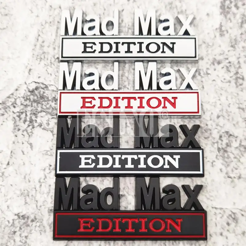 2x Mad Max Edition Car Trunk Rear Tailgate Emblem Badge – Black Silver, Zinc Alloy