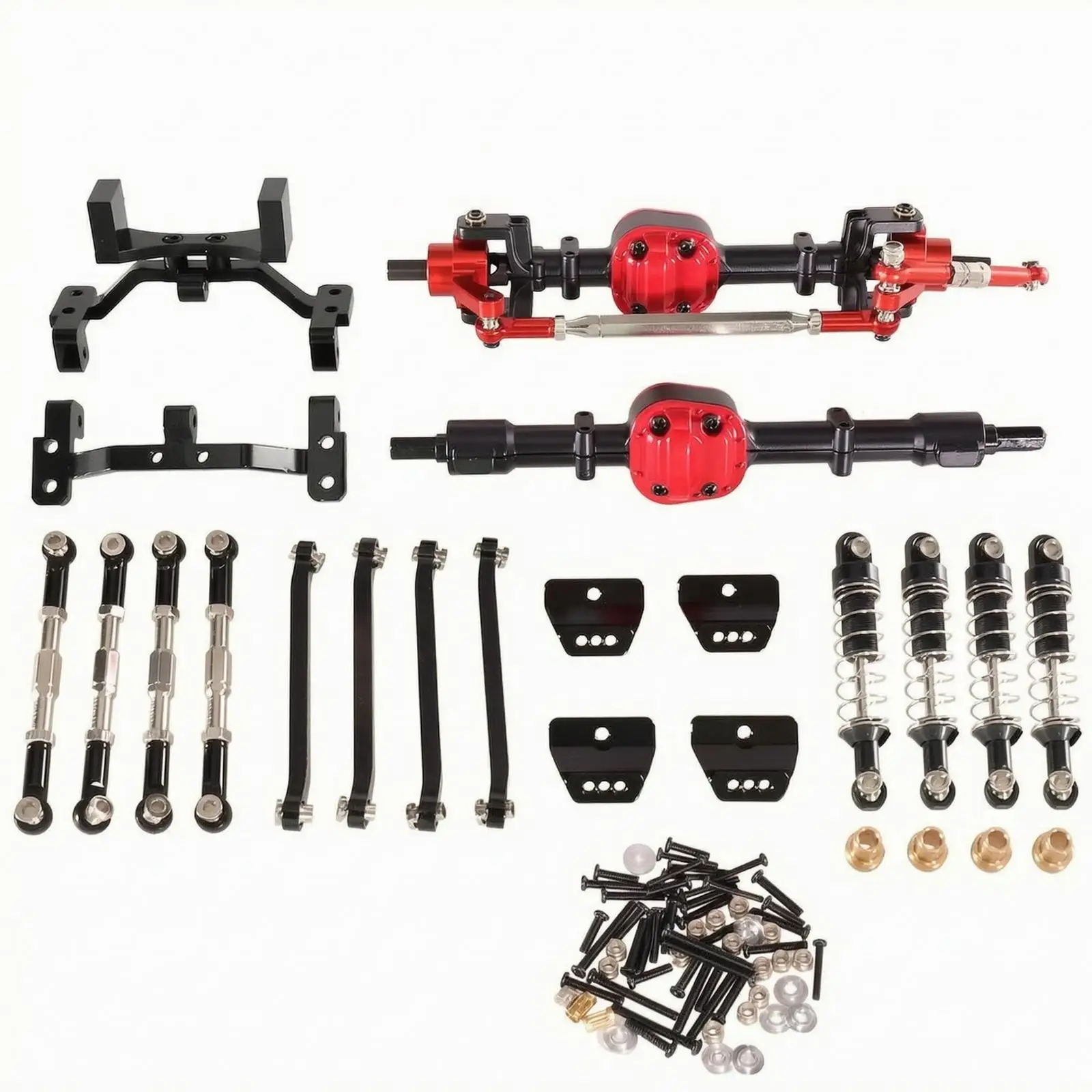 1 12 RC Car Parts Metal Chassis Shock Absorbe Set for MN99S Crawler with Mounting Brackets Screws Spacers