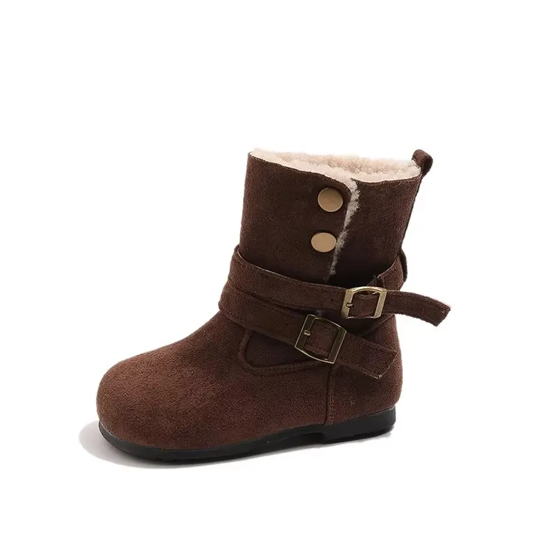 

2025 Winter New Retro Ethnic Style Girls' Cowboy Boots Comfort Anti Slip Kids Snow Boots Simple Versatile Girls' Ankle Boots