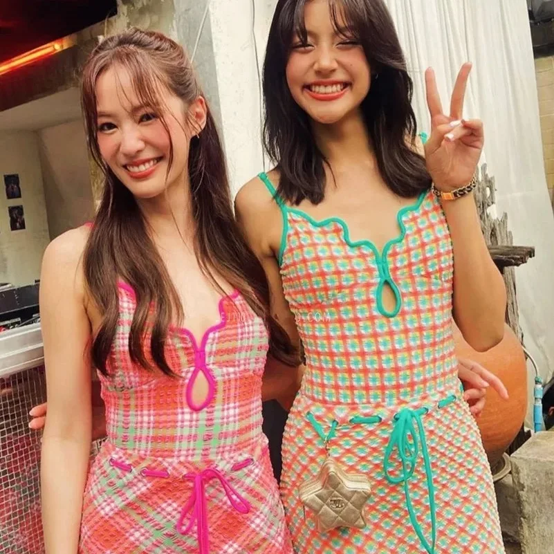 

Women's 2026 New Plaid Strapl Bikini Sexy Bal One-Piece Cover-Up Slimming Tummy Control Sweet Skirt Sle for Hot Spring