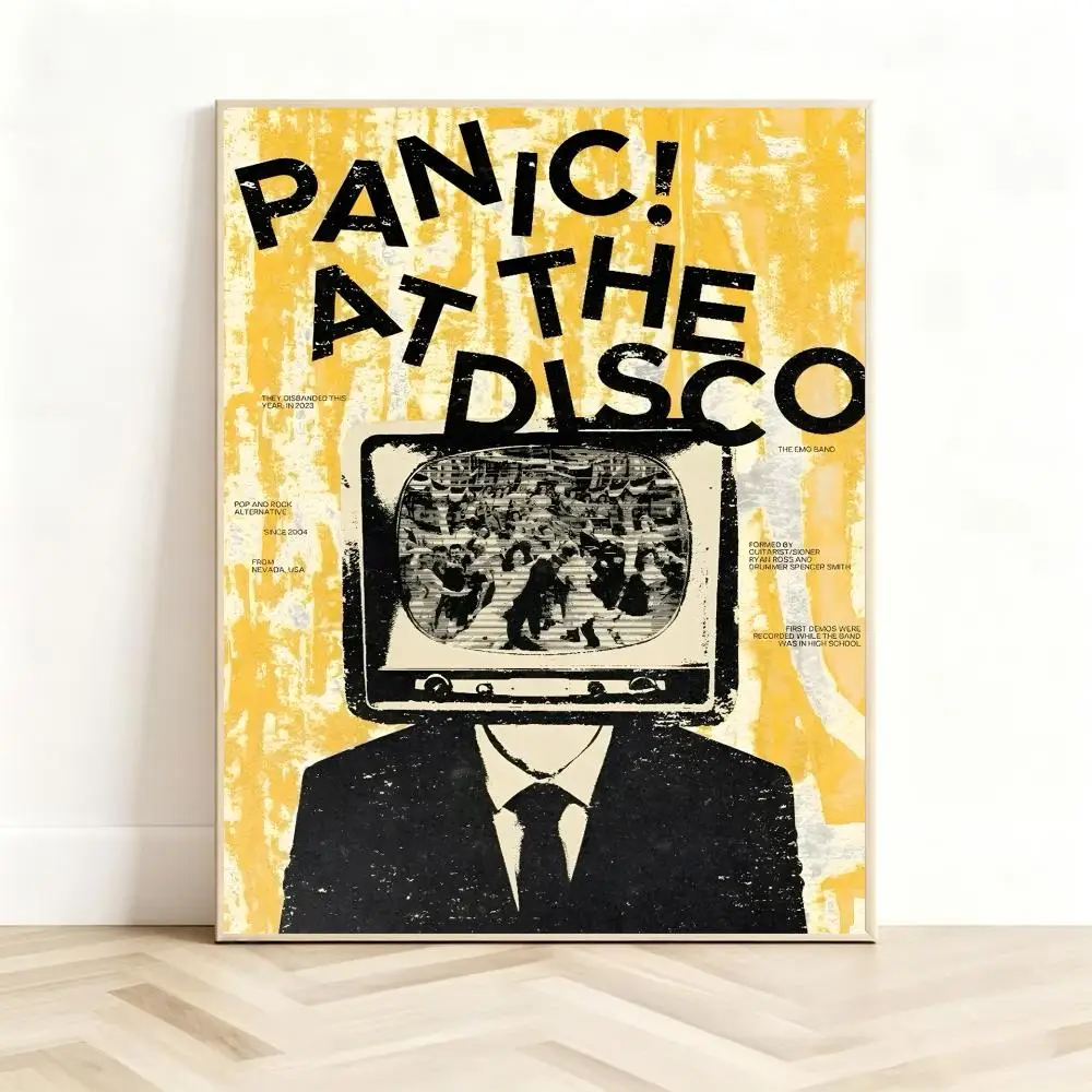 Theatrical Rockband P-Panic At The Disco Poster Classic Self-Adhesive PP Wall Sticker for Living Room Bar Decor Gift