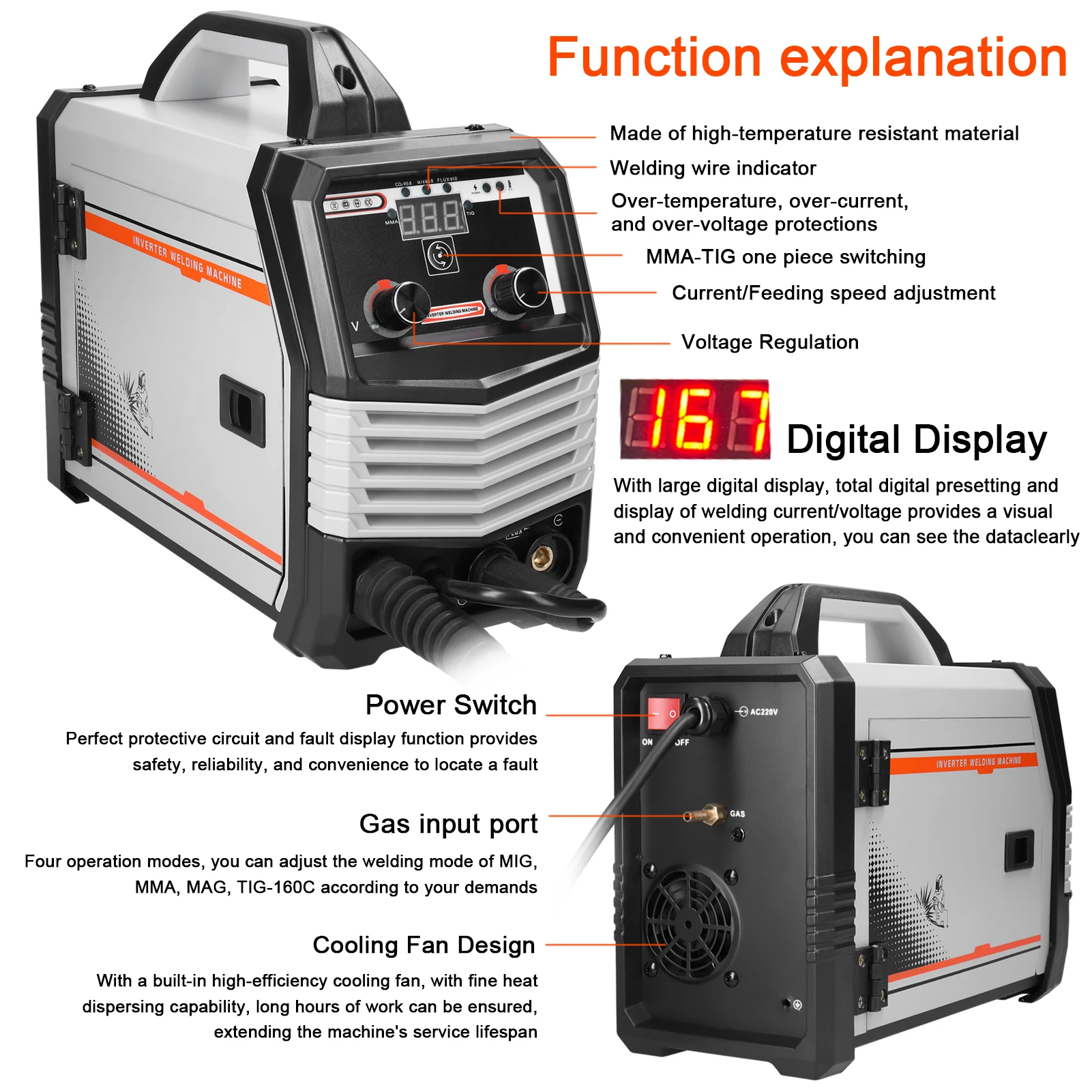 Multifunktion ale 4 in1 mig mma mag TIG-160C Inverter Schweißer Mehrzweck tragbare elektrische Schweiß maschine intelligente Schweißer