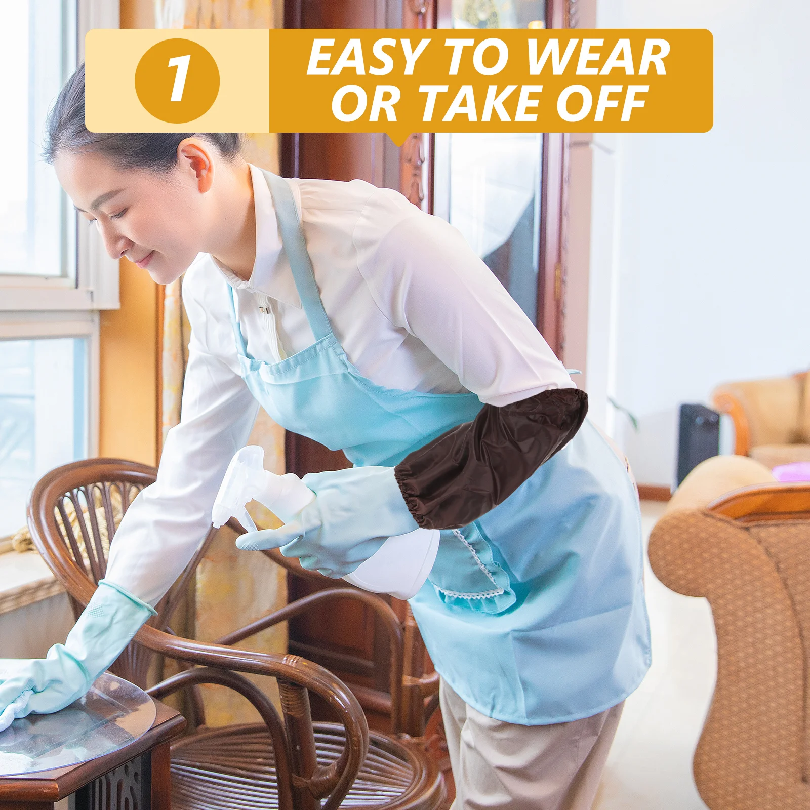 

2Pairs Waterproof Oilproof Arm Sleeve Protectors Elastic Cuff Kitchen Cleaning Tool Oversleeve for Men Women