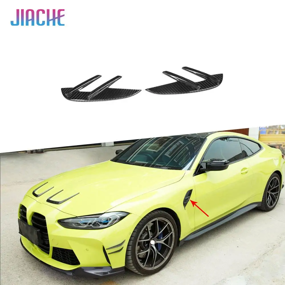 Dry Carbon Fiber Car Side Fender Splitters Trim For BMW 3 4 Series G80 M3 G82 G83 M4 2021+ Shark Gills Side Vent Replace