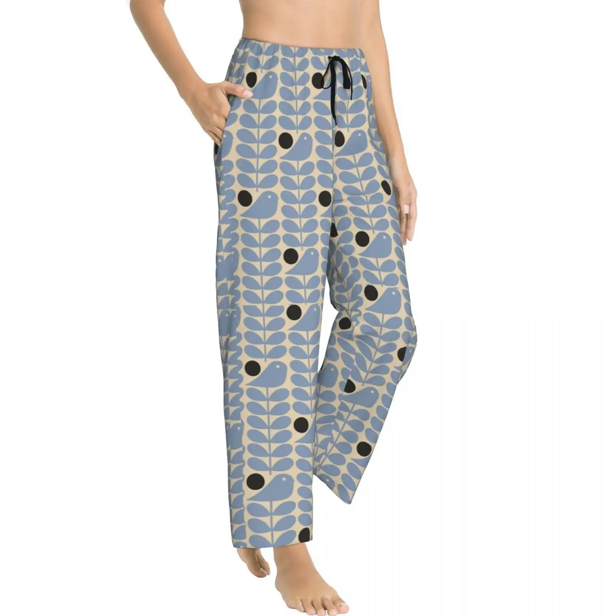 Custom Orla Kiely Early Bird Pajama Pants Women's Scandinavian Floral Sleepwear Lounge Sleep Bottoms Stretch with Pockets