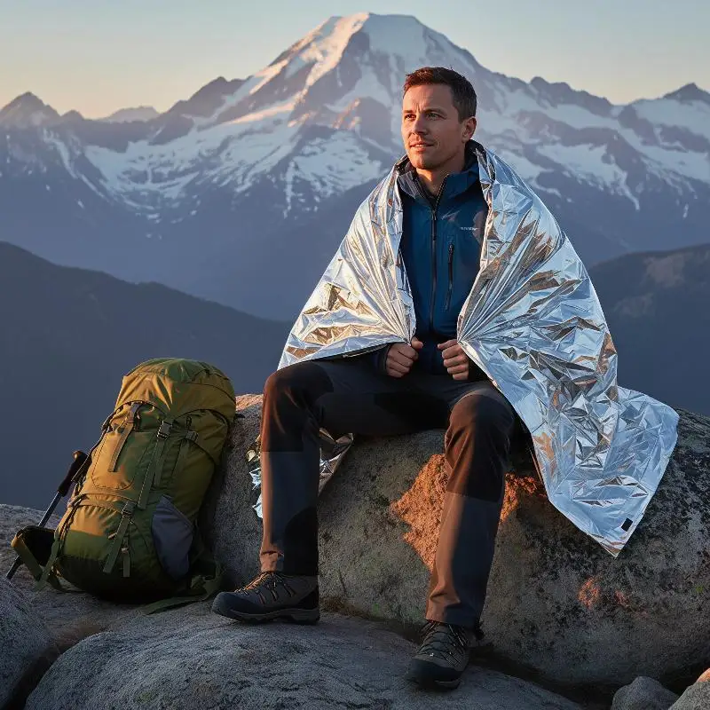 5Pcs Emergency Thermal Space Blanket Reflective  Survival for Camping Hiking Travel First Aid