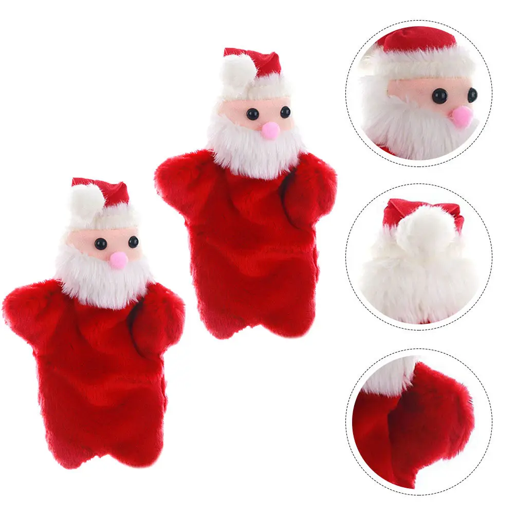 2Pcs Finger Puppet Santa Claus Compact Cartoon Christmas Kids Interaction Learning Activity Christmas Finger Puppet