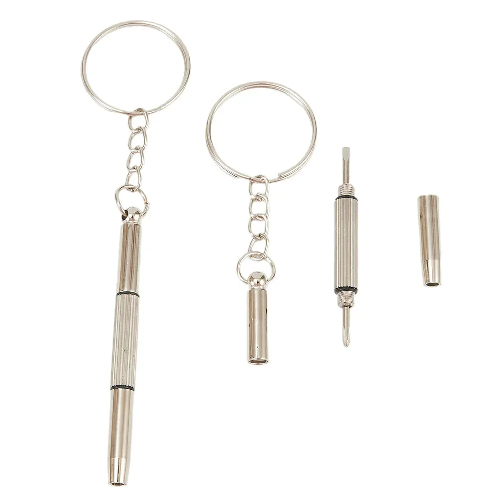 2PC Mini 3in1 Screwdriver Glasses Phone Watch Screwdriver Screw Repair Tool Keyring Keychain Multi Function Nut Driver Hand Tool