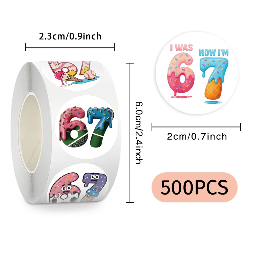 500pcs/Roll Six Seven Roll Stickers Graffiti Funny Anime Decals DIY Toy Laptop Phone Luggage Fridge Car Waterproof Kids Gifts