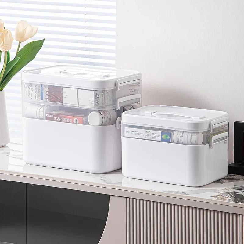 

1PCS Large Capacity Storage Box Portable Multi-Layer Medical Medicine Display Cabinet Medical Storage Racks Medicine Storage Box