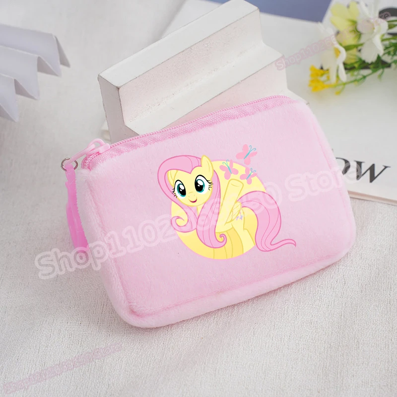 My Little Ponys Kids Anime Plush Coin Purse Girls Boys Cute Mini Wallet Children Cartoon Printed Moneybag Kawaii Pendant Gifts