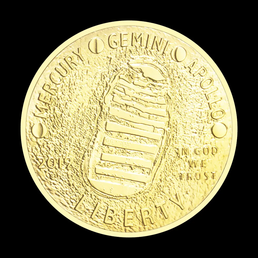 عملة تذكارية مطلية بالفضة قابلة للتحصيل ، الذكرى السنوية الخمسين لهبوط أبولو القمر ، نسخة باسو ريليفو ، عملة تذكارية #4