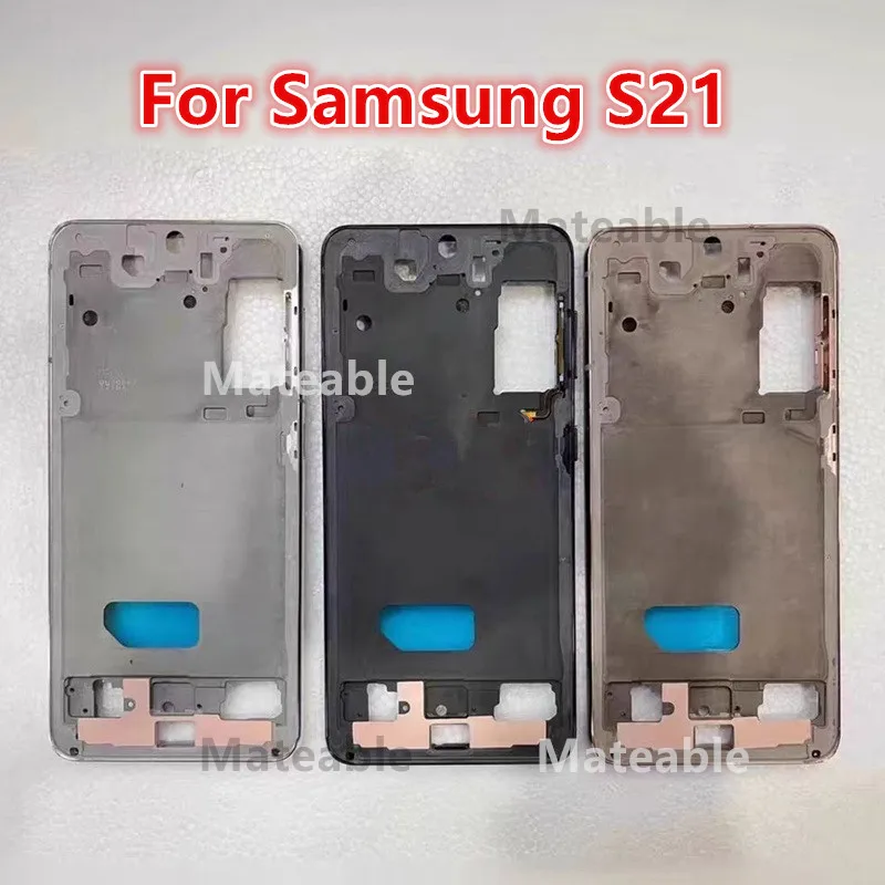 S21 Middle Frame For Samsung Galaxy S21 G991 Housing Board LCD Faceplate Bezel Replace Repair Parts + Side Buttons