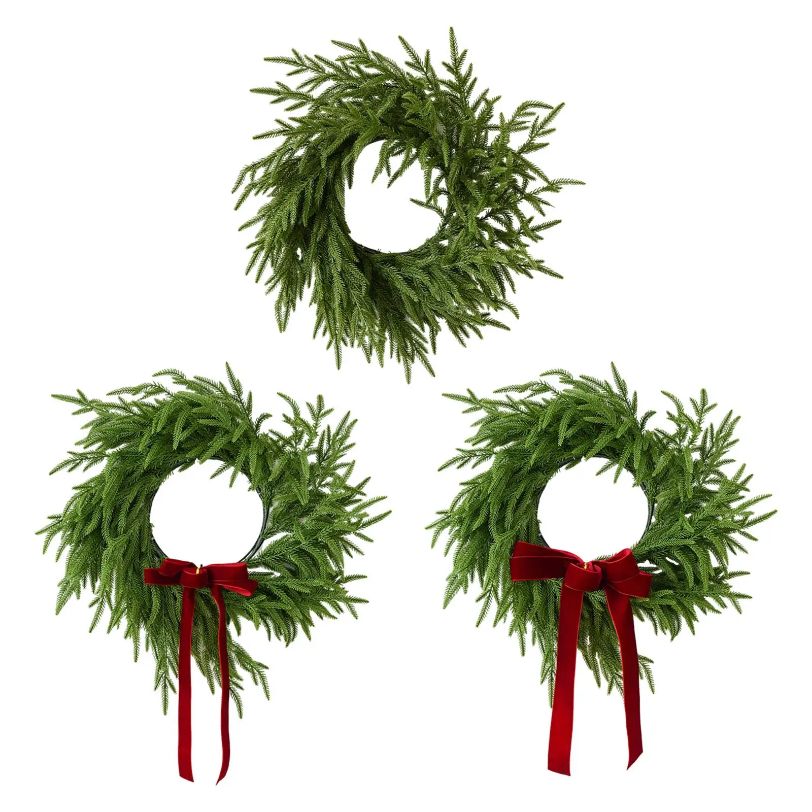 19inch Artificial Pine Christmas Wreath Realistic PP and Iron Wire Versatile