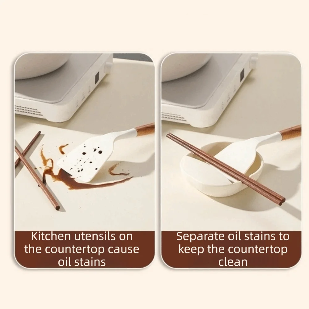 

Multifunctional Non-slip Spatula Holder Stable Heat-Resistant Soup Spoon Rack Ladle Holder Snack Plate Kitchen Gadgets