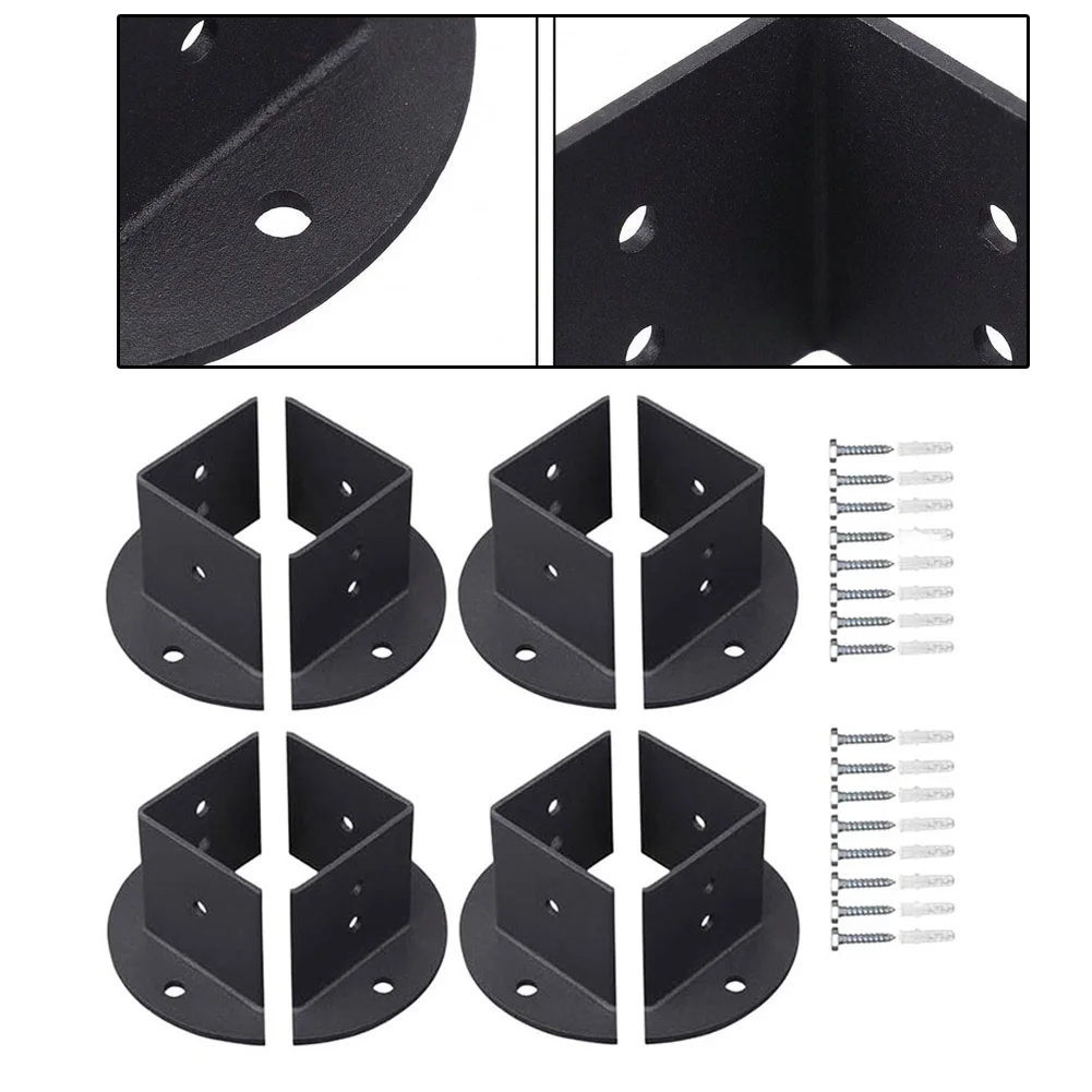 4pcs Adjustable Post Base Brackets Wood Fence Pergola Post Anchor Base Brackets For Deck Railing Mailbox Garden Deco