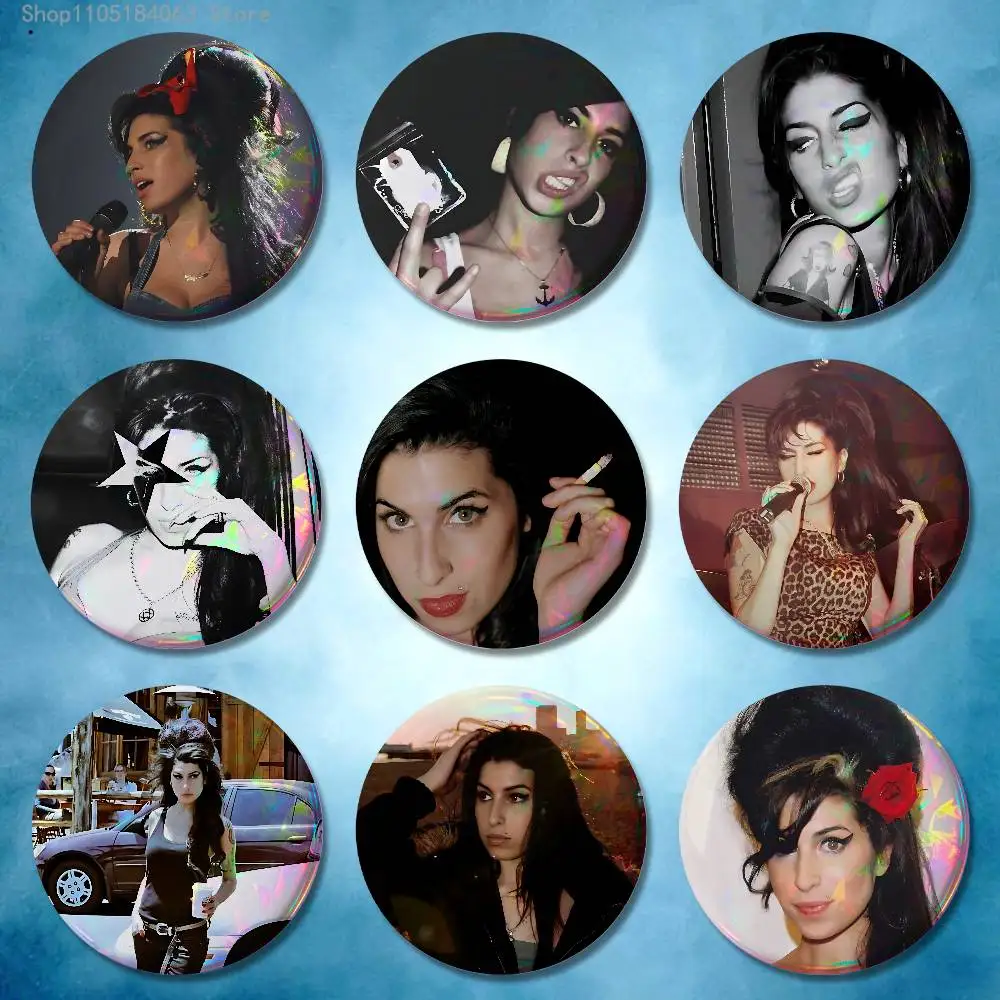 

Vintage Jazz Singer Amy Winehouse Badge 25 32 44 58 75 mm Round Cosplay Pin Bag Decor Fans Collect Friends Gifts Brooch Souvenir