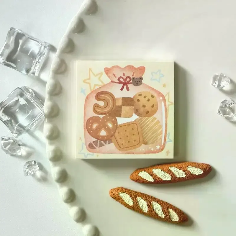 3 個かわいい漫画食品シリーズメモステッカーメッセージ紙 DIY 非粘着メッセージノート手作り材料スクラップブック装飾