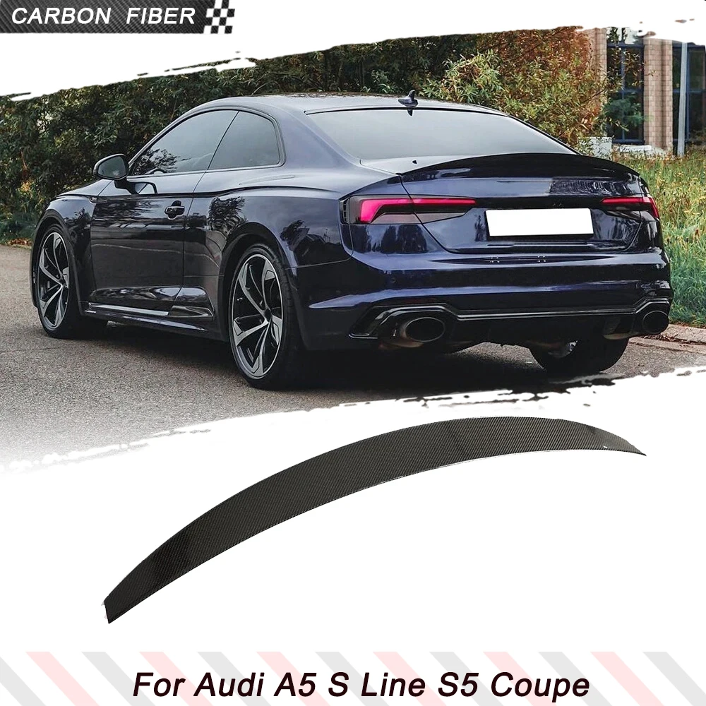 Carbon Fiber Car Rear Trunk Racing Spoiler Boot Lip Wing for Audi A5 S5 RS5 B9 Coupe 2017-2023 Car Rear Wing Lip Factory Outlet