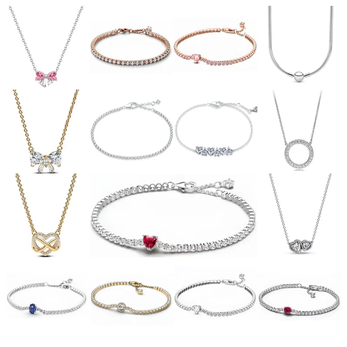 

Лидер продаж, ожерелье в форме сердца из стерлингового серебра 925 пробы с приподнятым цирконом в форме сердца, блестящее розовое ожерелье с бантом, подарок для влюбленных, ювелирные изделия