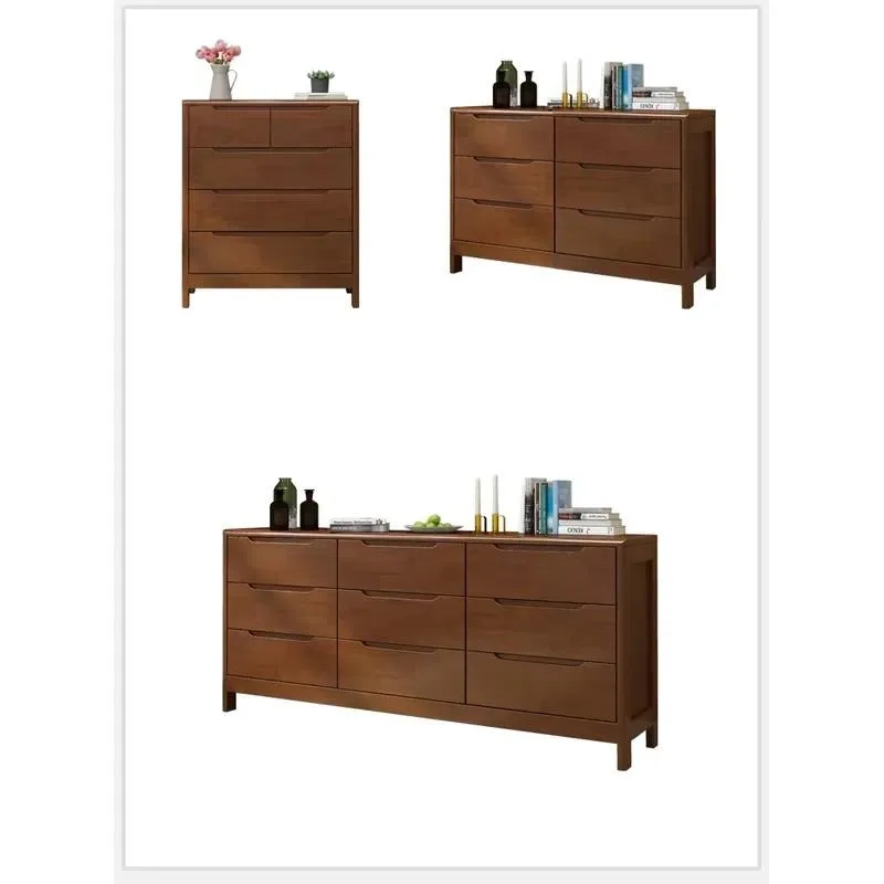 Nordic Solid Wood Barrel Shaped 5 Drawer Chest Modern Bedroom Furniture Log Storage Cabinet Wooden Dresser for Home Decor