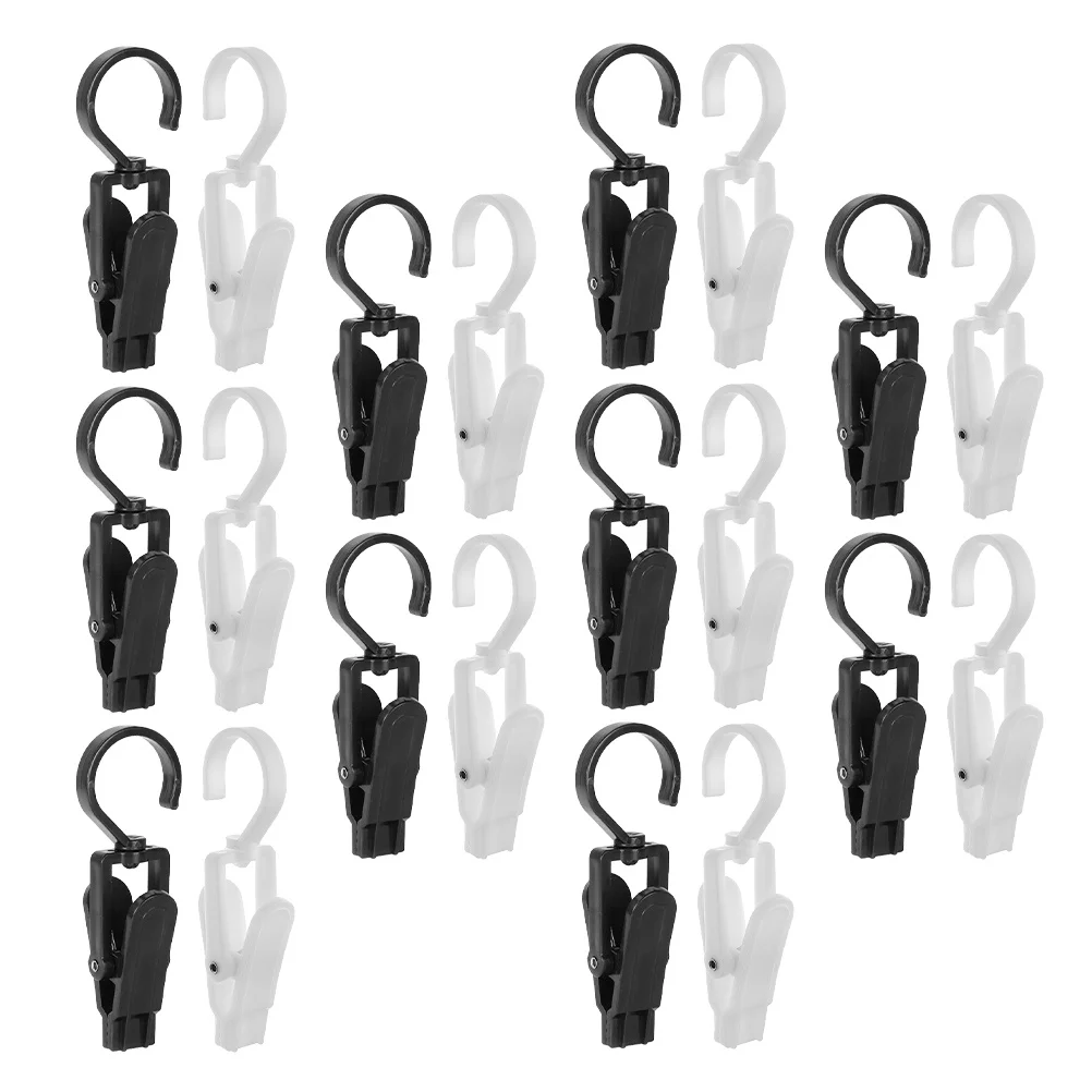 

20Pcs Multi-Function Rotating Laundry Hook Clips Plastic Clothes Hangers Hat Towel Sock Curtain Boot Clip Home Travel Storage