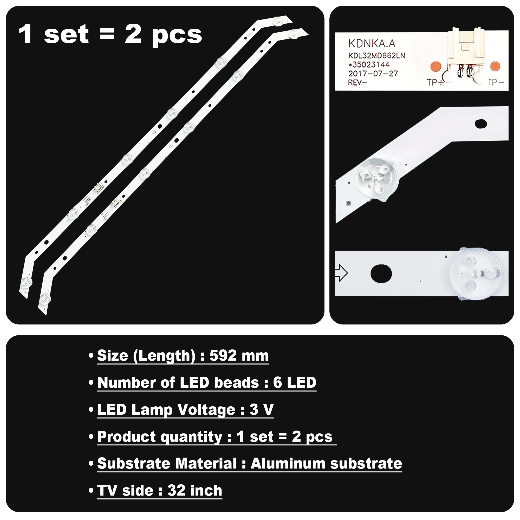 شريط إضاءة خلفي LED لـ KDL 32MD662LN 32L1700 L32S3900S L32S3900 32S3900 L32S3900FS Tl020 LB20210512PHUL #1