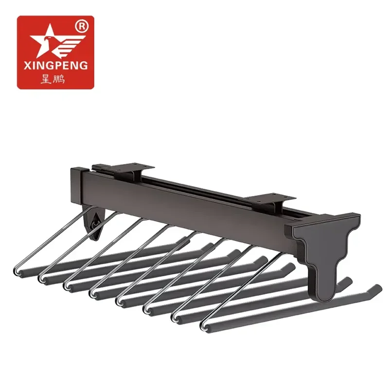Double Row Pants Rack Pull Out Wardrobe Metal Rack Wardrobe