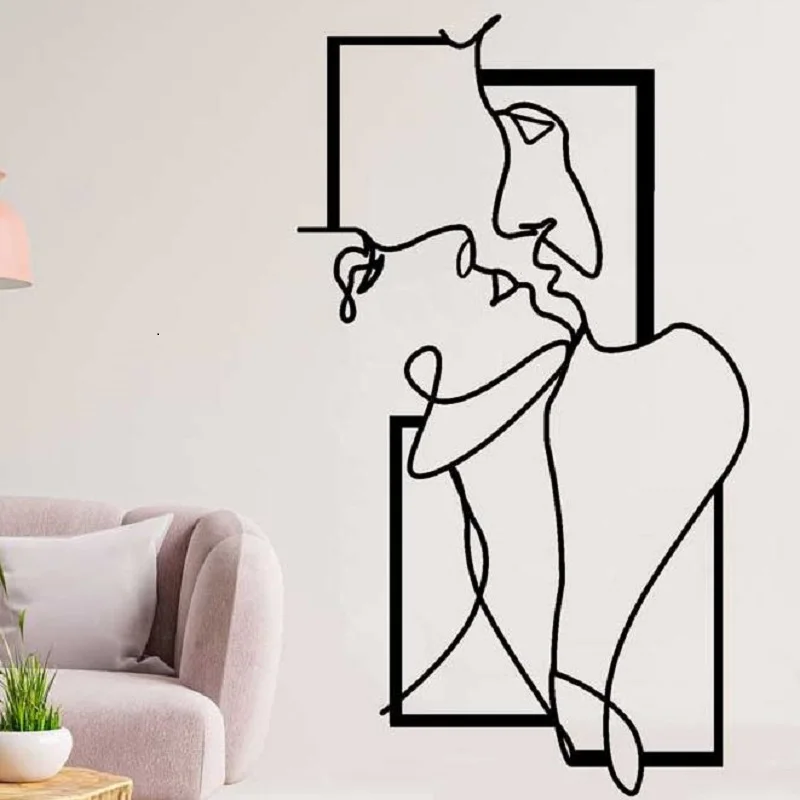 Fashion Lines Nude Body Men and Women Couple Art Vinyl Wall Stickers Home Living Room Bedroom Abstract Art Decor Stickers Gifts