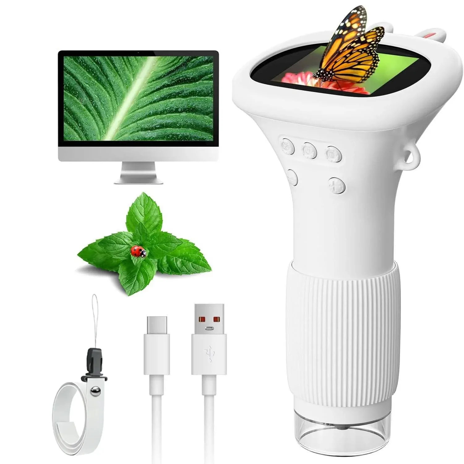 Microscope for Kids Children Microscope with 2 Inch Screen 1000x Zoom Mini Handheld Microscope Camera Christmas Birthday Gifts