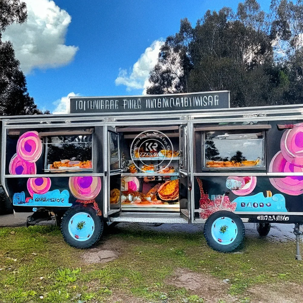 Suministros de cocina remolcable, furgoneta, aperitivos, Pizza, perritos calientes, crepé, carrito de comida personalizado, camión de comida móvil, remolque de comida de concesión