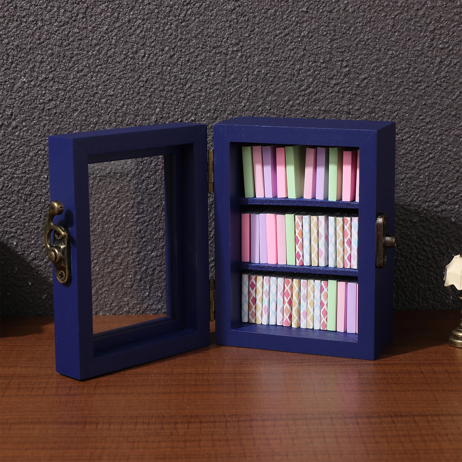 Mini Wooden Bookshelf Realistic Design Sturdy Construction Miniature Details Dollhouse Decor Tiny Furniture Versatile Storage